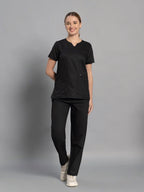 Move Lite Women Black (Core V Neck) Scrub Set