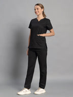Move Lite Women Black (Core V Neck) Scrub Set