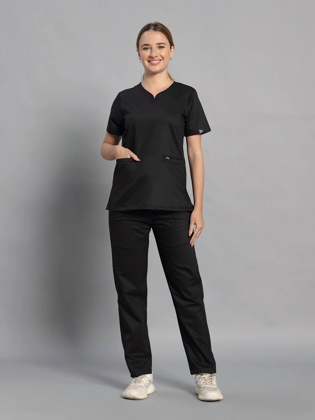 Move Lite Women Black (Soft V Neck) Scrub Set