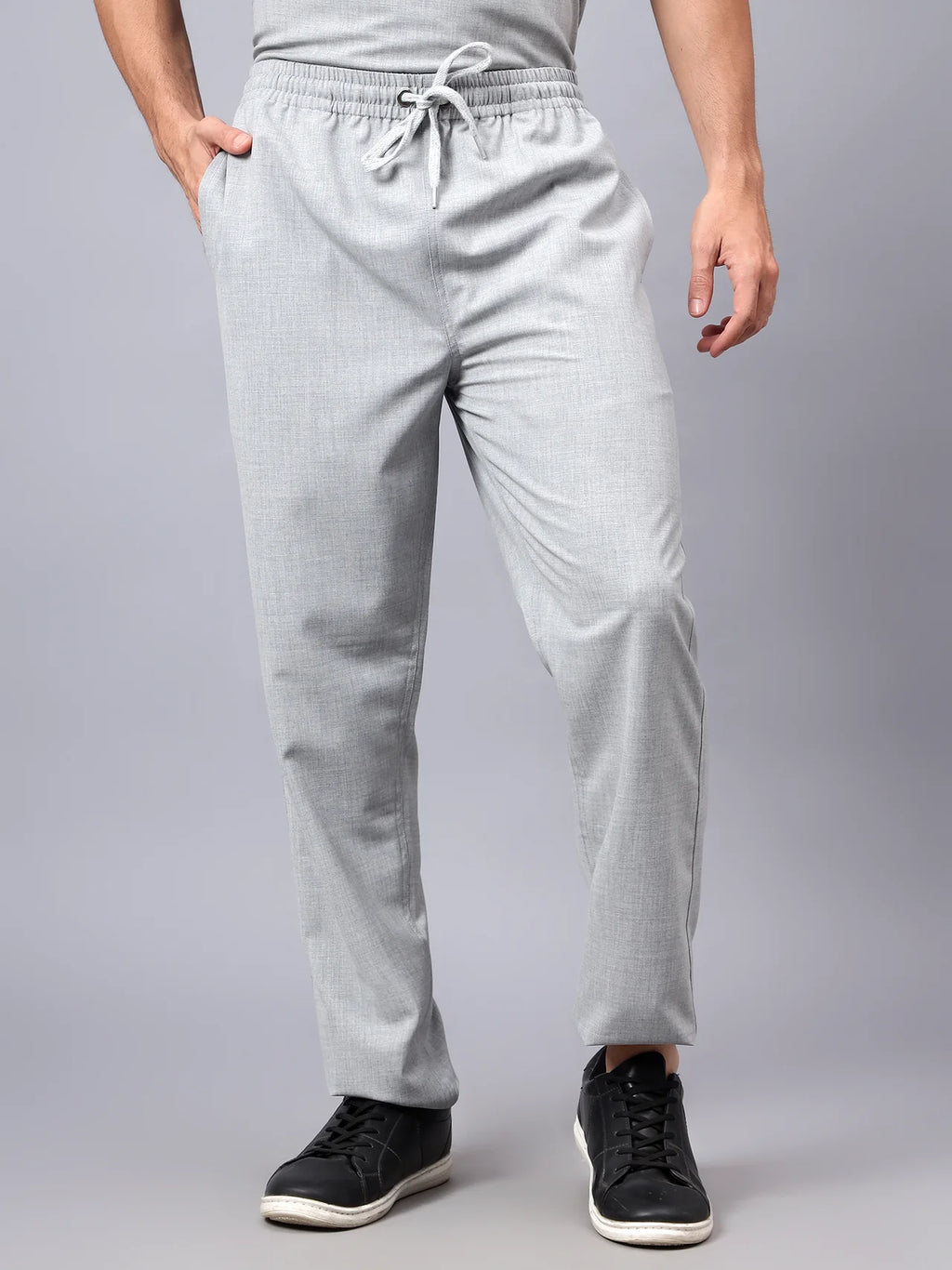 Stretchable (4Way) Men Light Grey Straight Scrub Pant