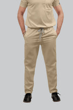 Stretchable (4Way) Men Beige Straight Scrub Pant