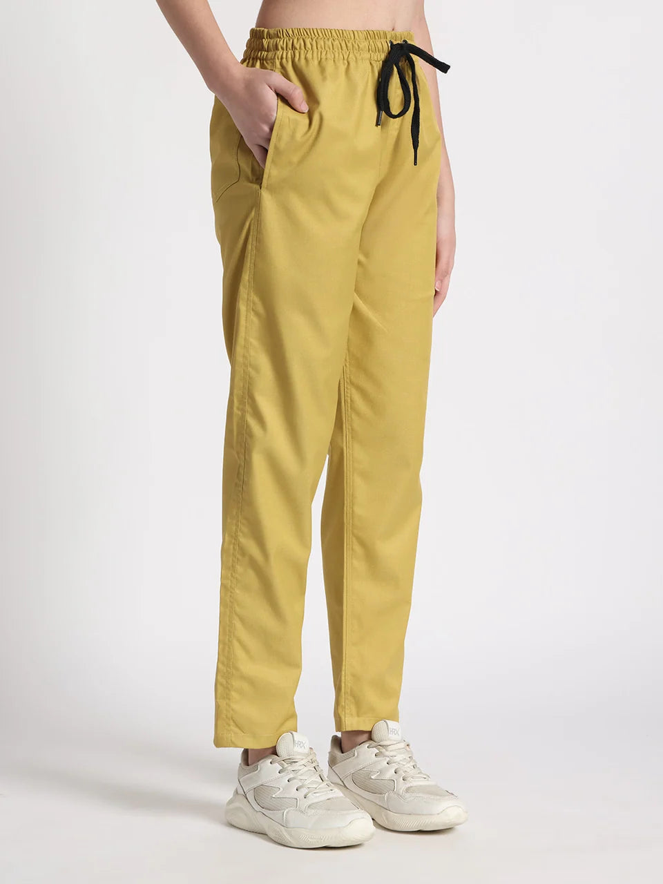 Stretchable (2Way) Women Mustard V-Neck With Straight Pant Scrub Set