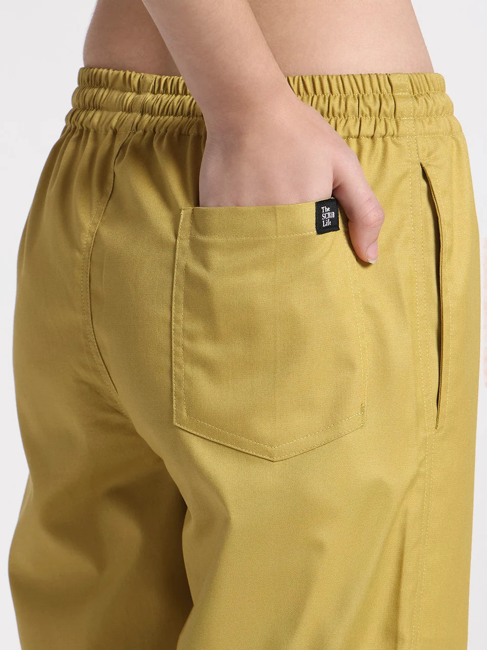 Stretchable (2Way) Women Mustard Straight Scrub Pant