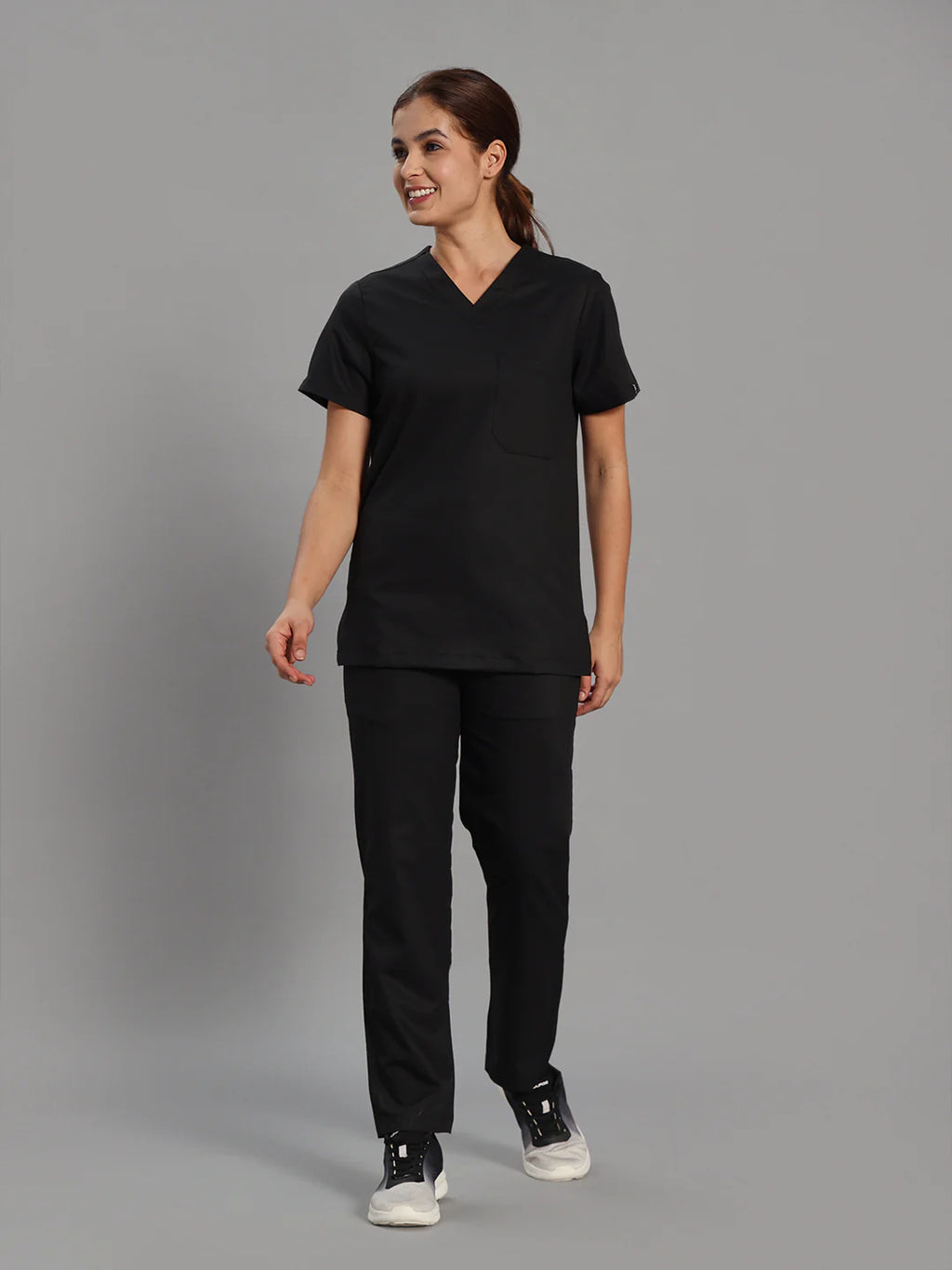 Move Lite Women Black V Scrub Set