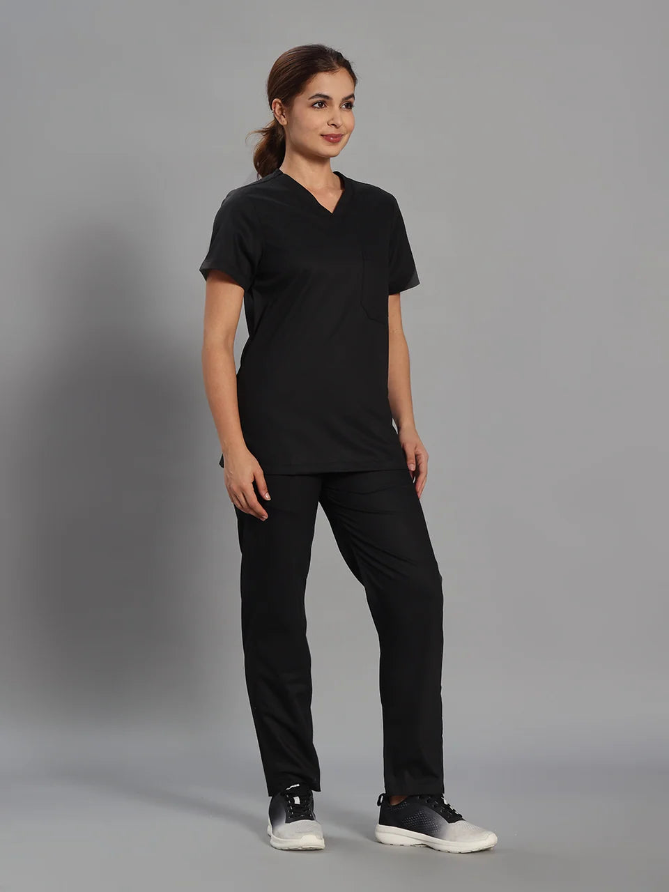 Move Lite Women Black V Scrub Set