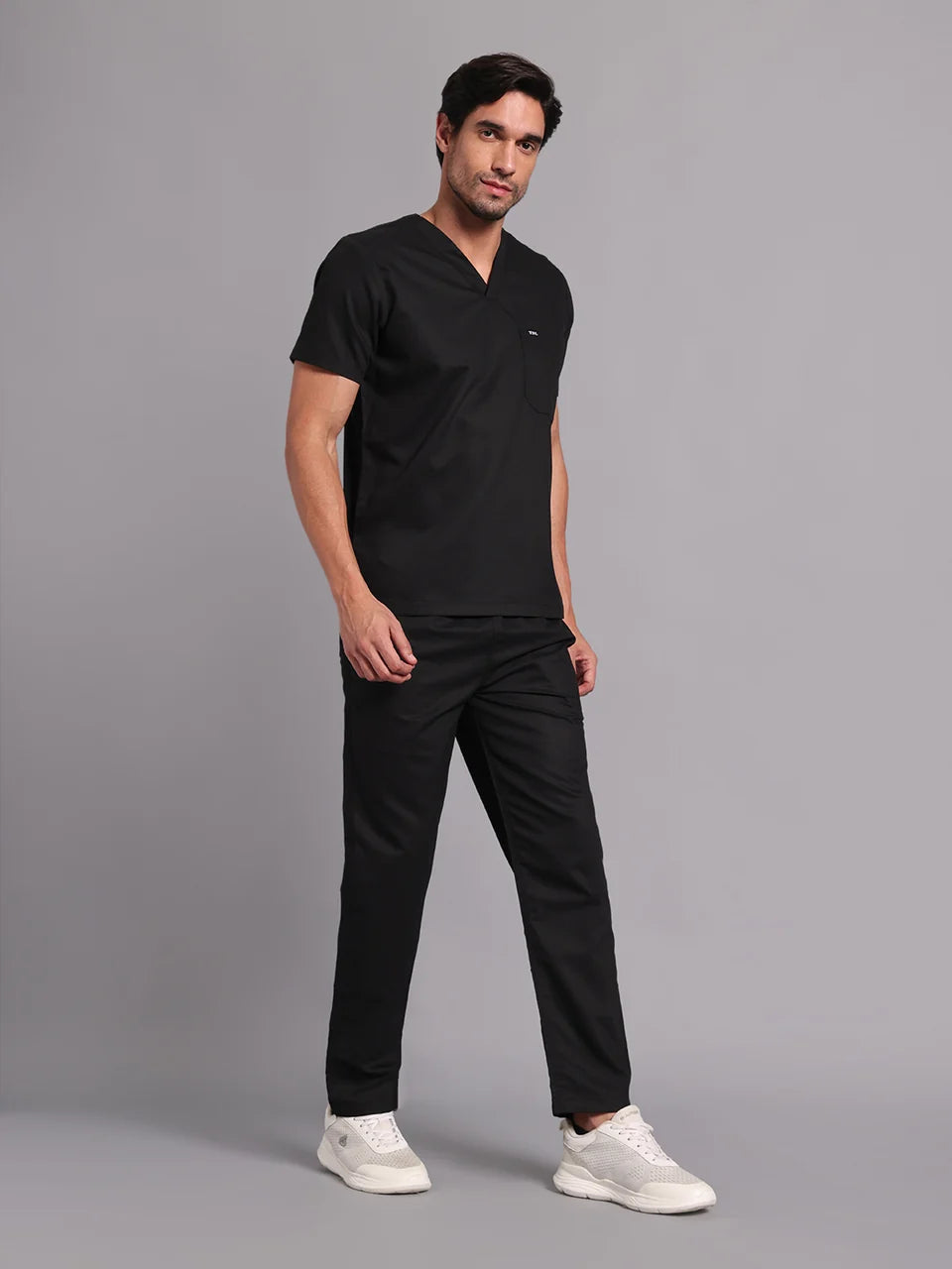 Move Lite Men Black (V Neck) Scrub Set