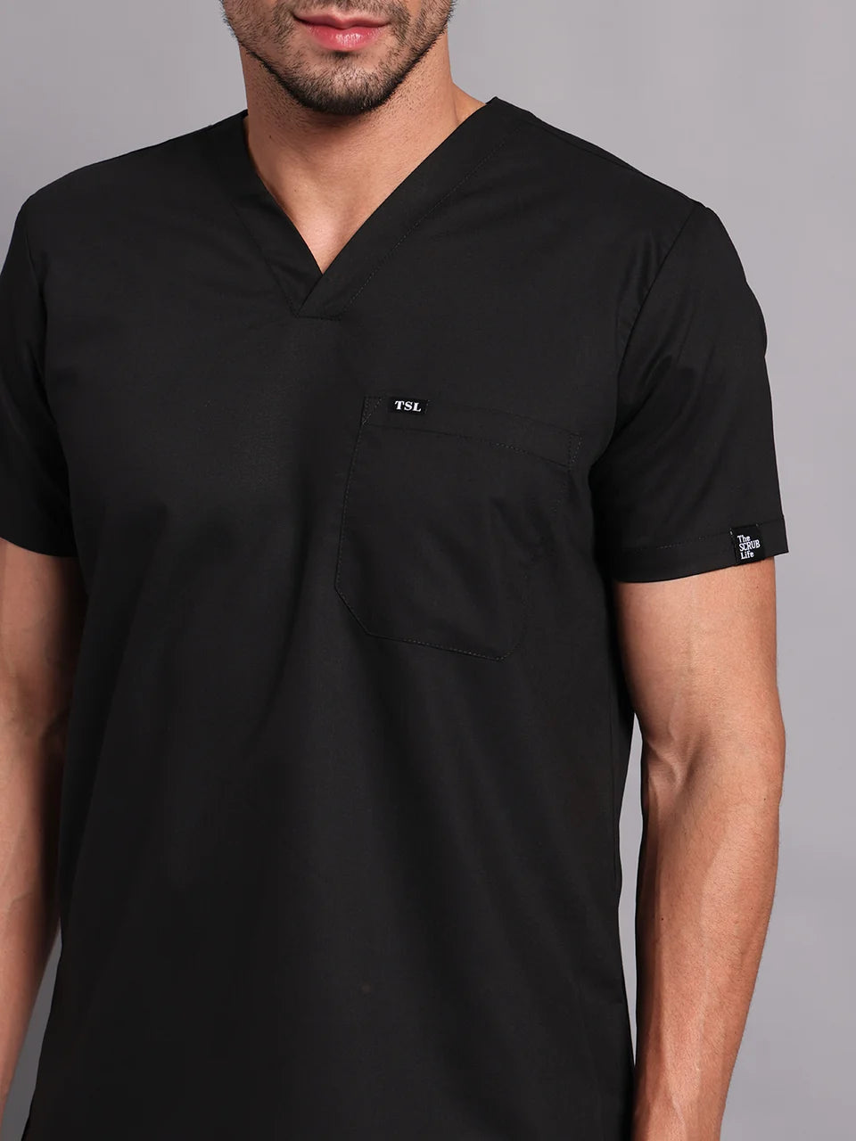 Move Lite Men Black (V Neck) Scrub Set