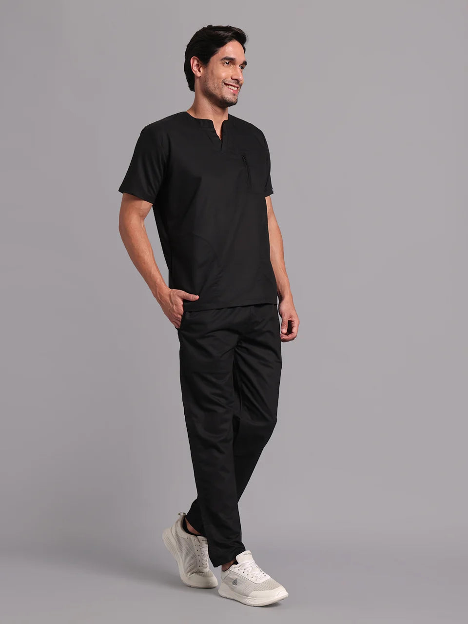 Move Lite Men Black (Neo Notch Neck) Scrub Set