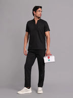 Move Lite Men Black (Mandarin Neck) Scrub Set