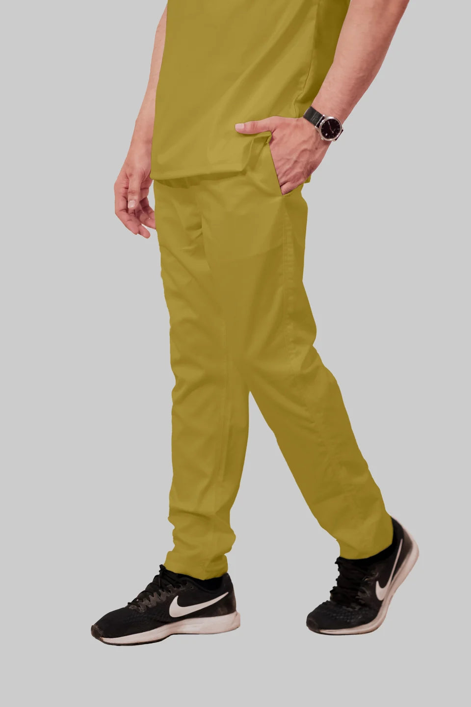 Stretchable (2Way) Men Mustard Straight Scrub Pant