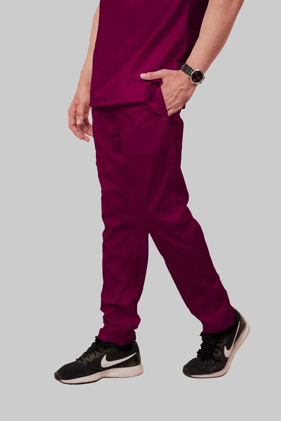 Stretchable (4Way) Men Wine Straight Scrub Pant