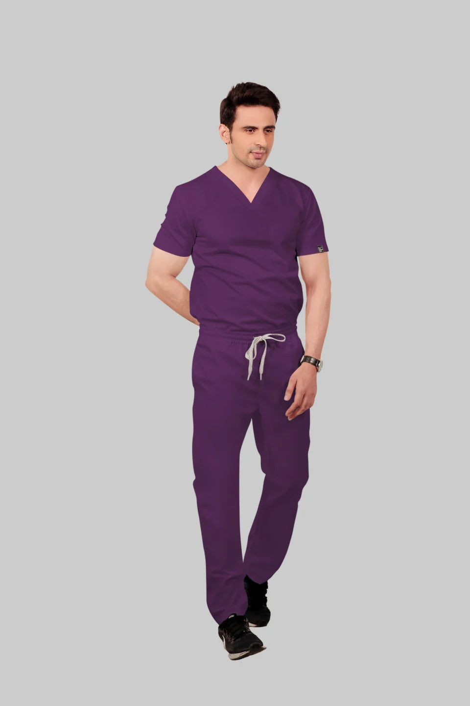 Stretchable (2Way) Men Purple Straight Scrub Pant