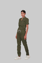 Stretchable (4Way) Women Olive Green Straight Scrub Pant
