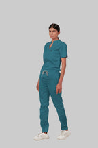 Stretchable (4Way) Women Peacock Blue Straight Scrub Pant