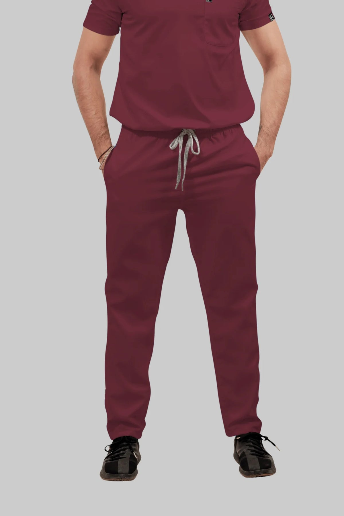 Stretchable (4Way) Men Burgundy Straight Scrub Pant