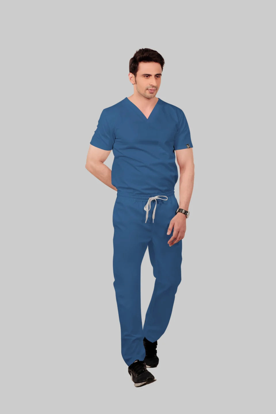 Stretchable (2Way) Men Steel Blue Straight Scrub Pant