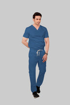 Stretchable (2Way) Men Steel Blue Straight Scrub Pant
