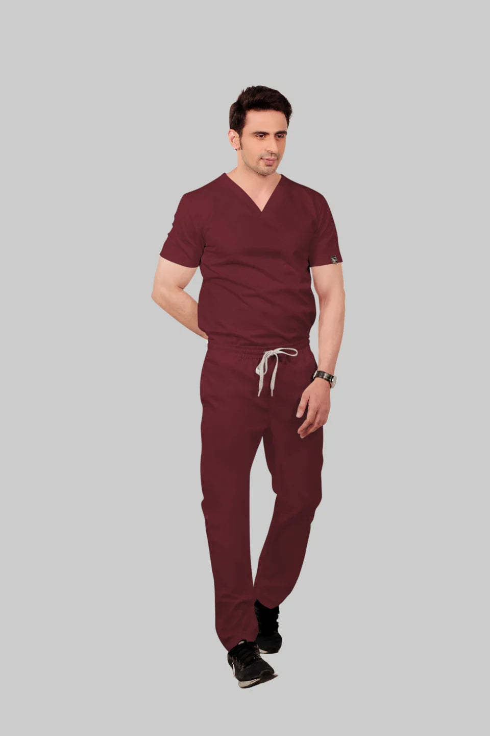 Stretchable (2Way) Men Maroon Straight Scrub Pant