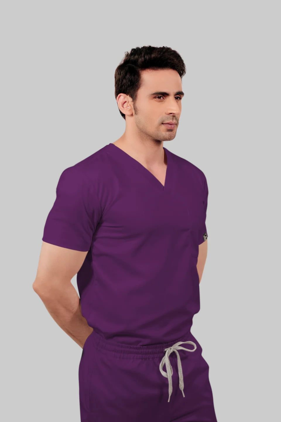 Stretchable (2Way) Men Purple Straight Scrub Pant