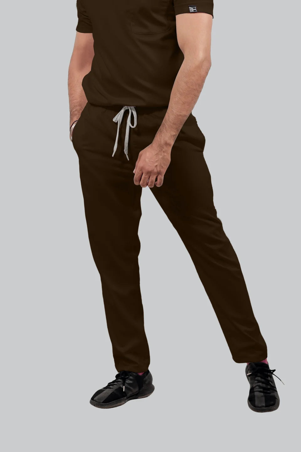 Stretchable (4Way) Men Brown Straight Scrub Pant