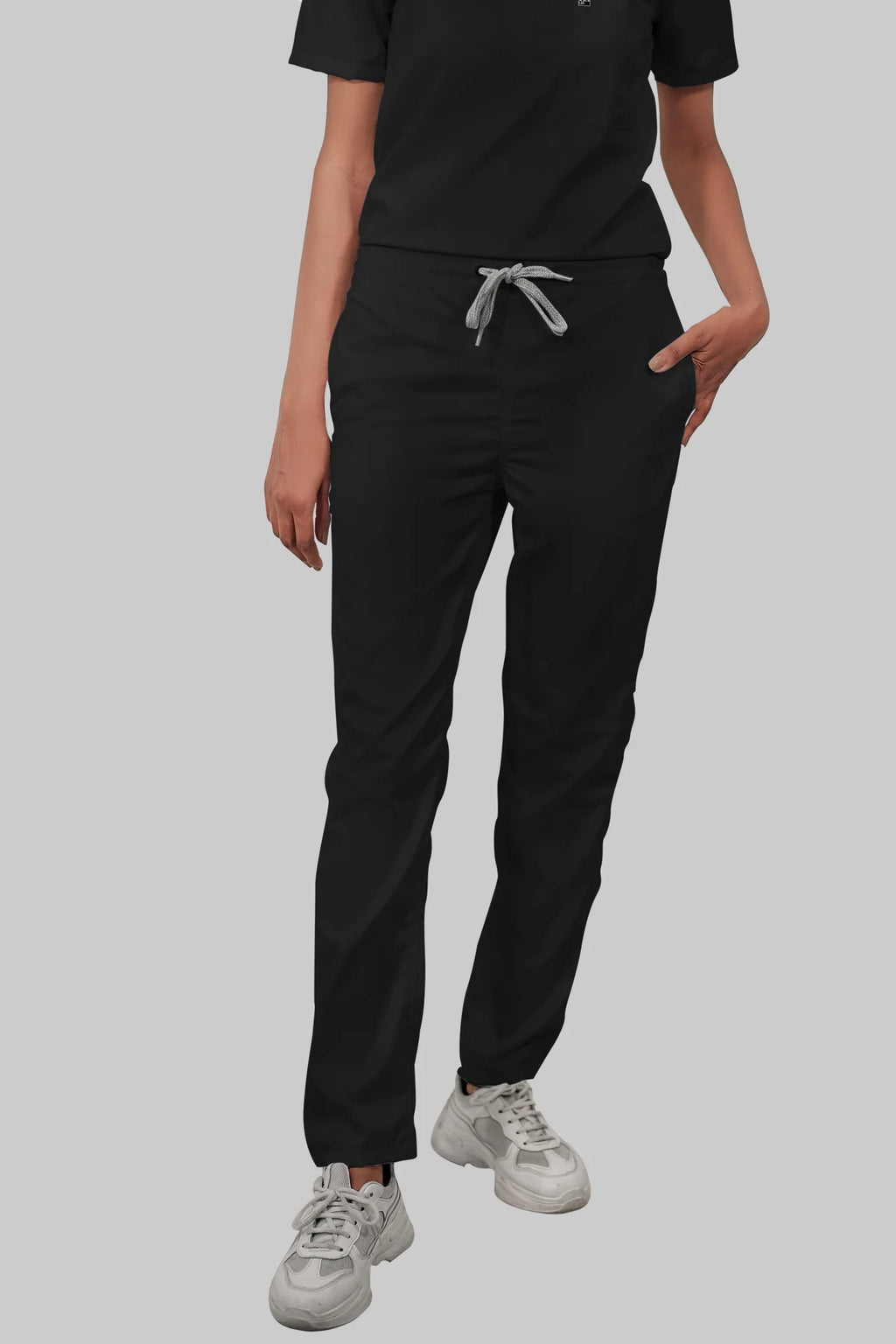 Stretchable (4Way) Women Black Straight Scrub Pant