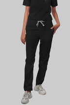 Stretchable (4Way) Women Black Straight Scrub Pant