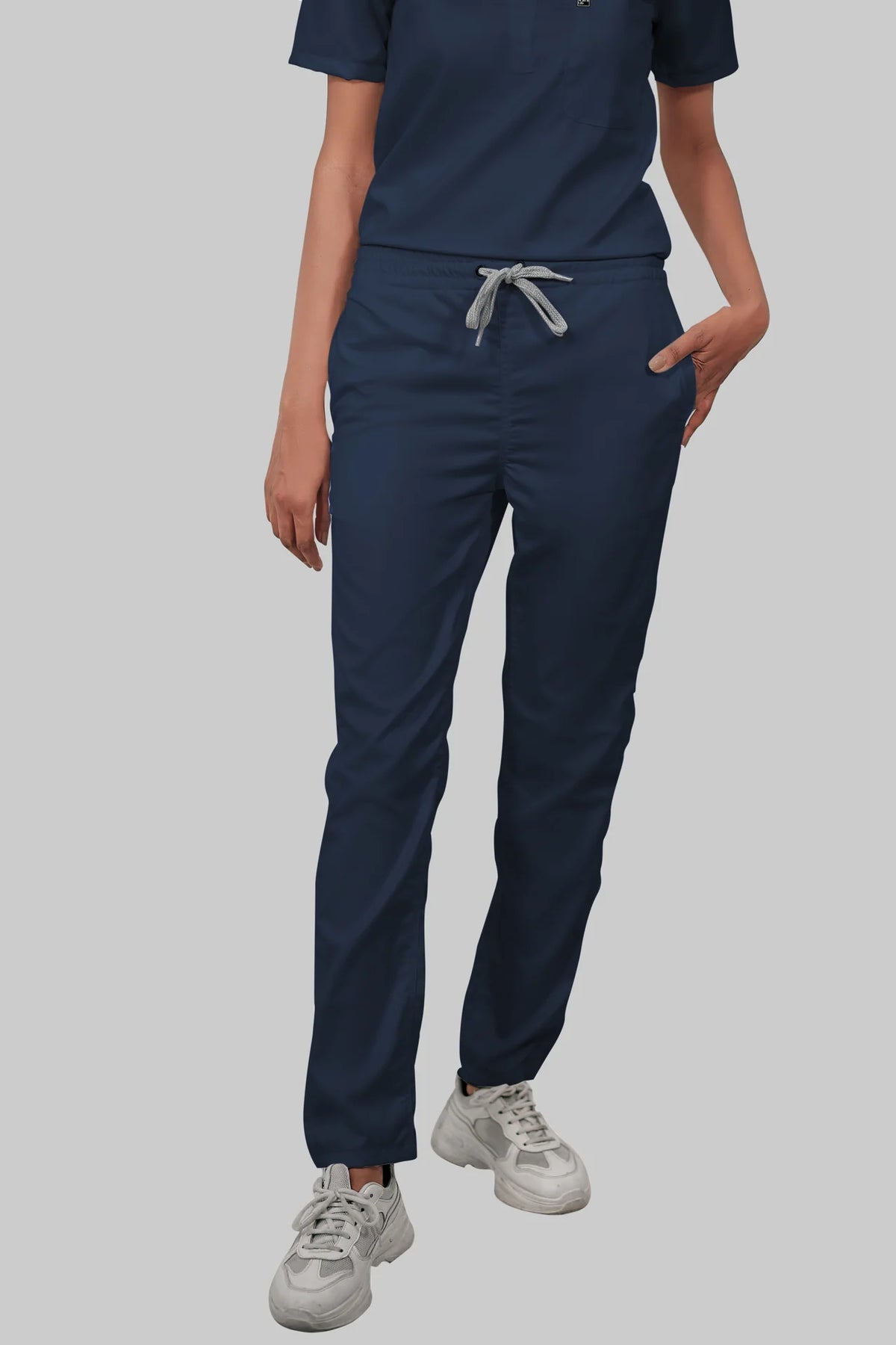 Stretchable (4Way) Women Navy Blue Straight Scrub Pant