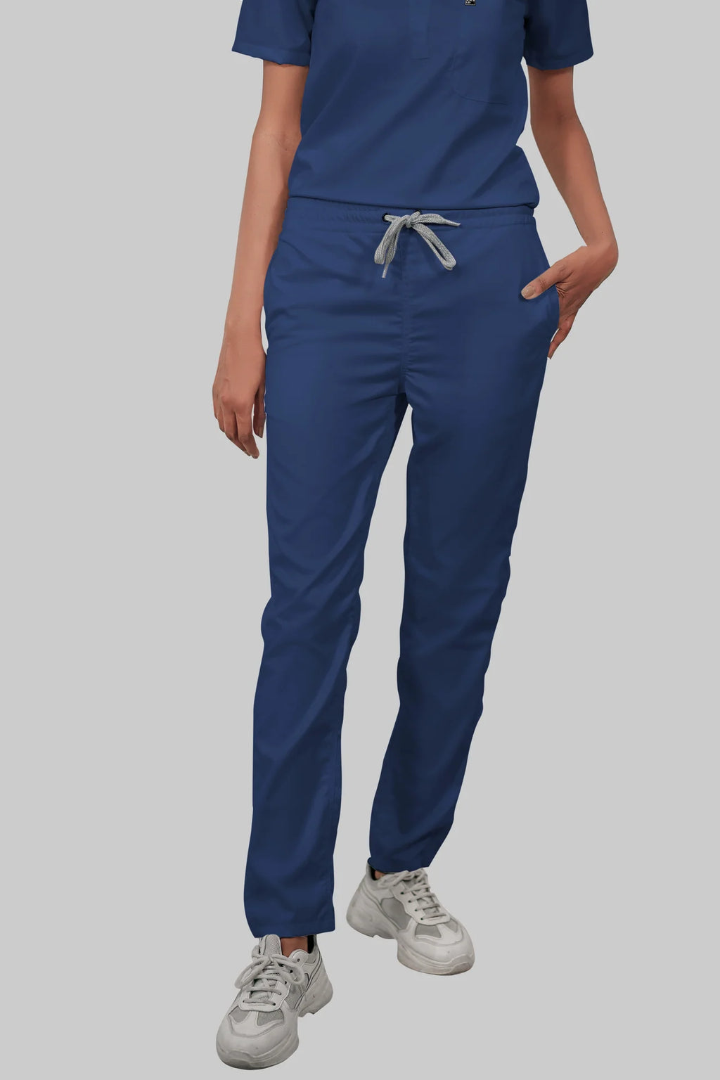 Stretchable (4Way) Women Royal Blue Straight Scrub Pant