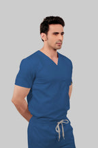 Stretchable (2Way) Men Steel Blue Straight Scrub Pant