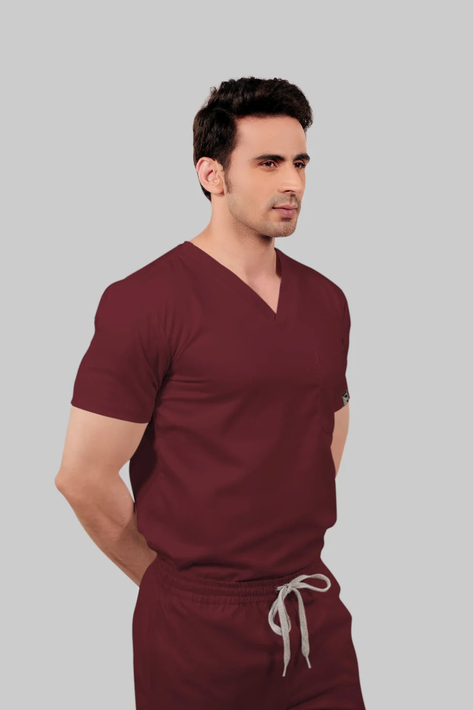 Stretchable (2Way) Men Maroon Straight Scrub Pant