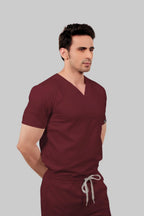 Stretchable (2Way) Men Maroon Straight Scrub Pant