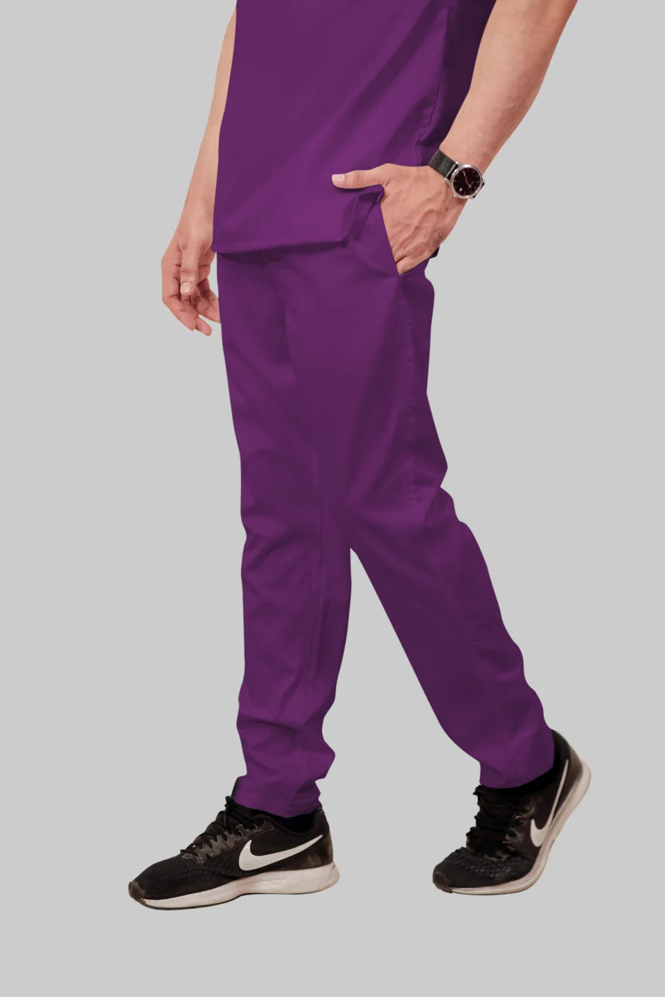 Stretchable (2Way) Men Purple Straight Scrub Pant