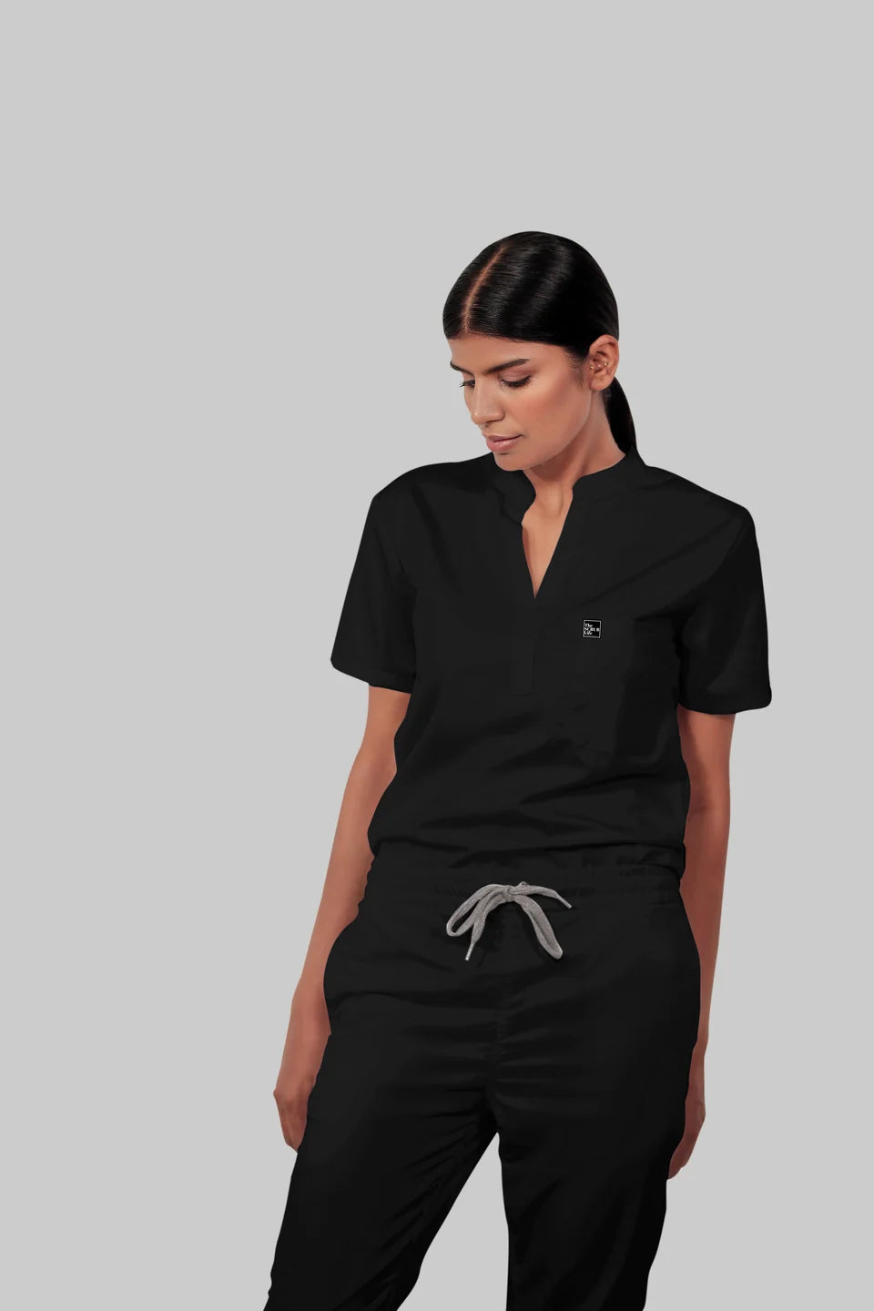 Stretchable (4Way) Women Black Straight Scrub Pant