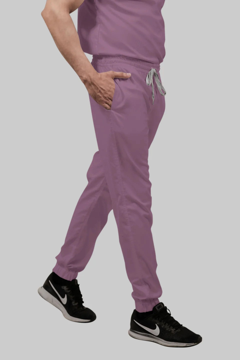 Stretchable (2Way) Women Lilac V-Neck With Jogger Scrub Set