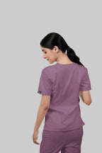 Stretchable (2Way) Women Lilac V-Neck Scrub Top