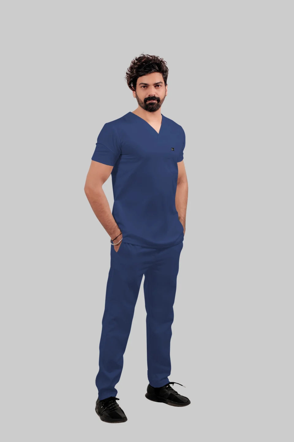Stretchable (4Way) Men Royal Blue Straight Scrub Pant