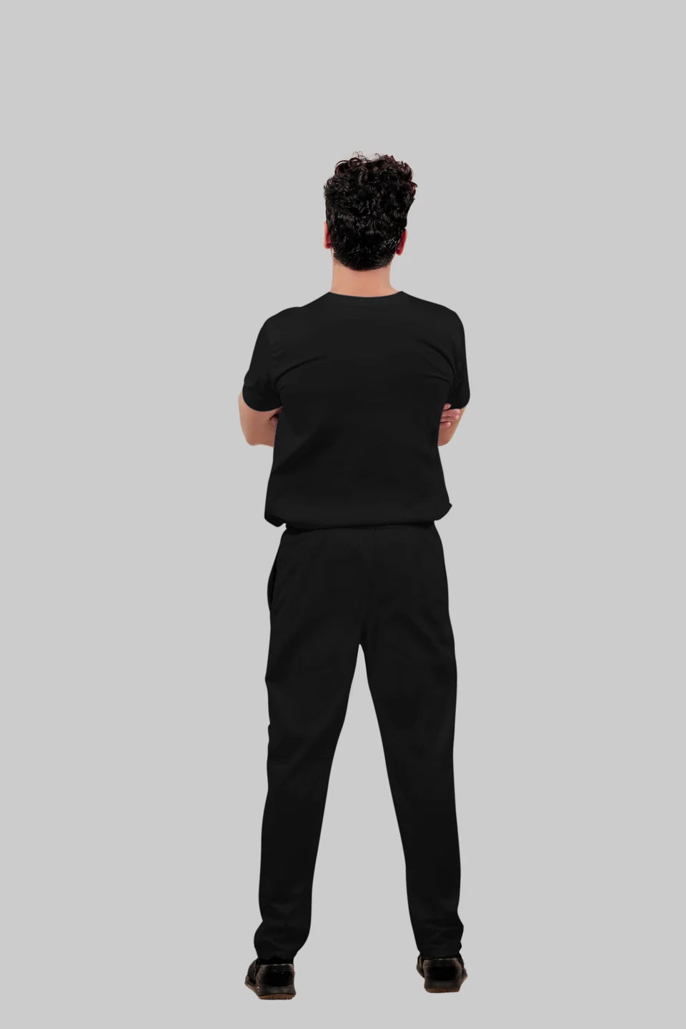 Stretchable (4Way) Men Black Straight Scrub Pant