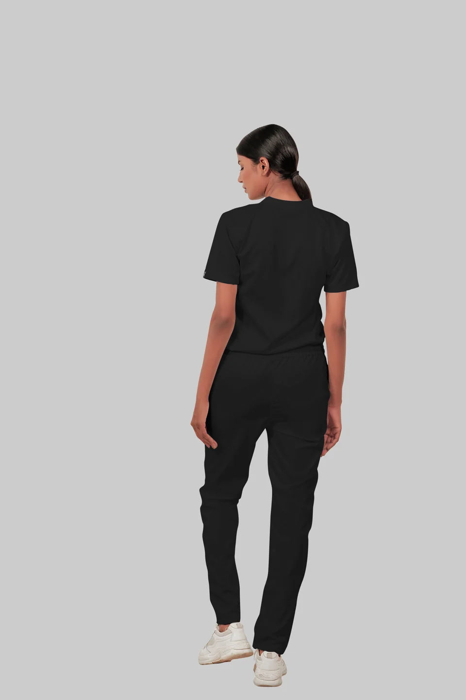 Stretchable (4Way) Women Black Straight Scrub Pant
