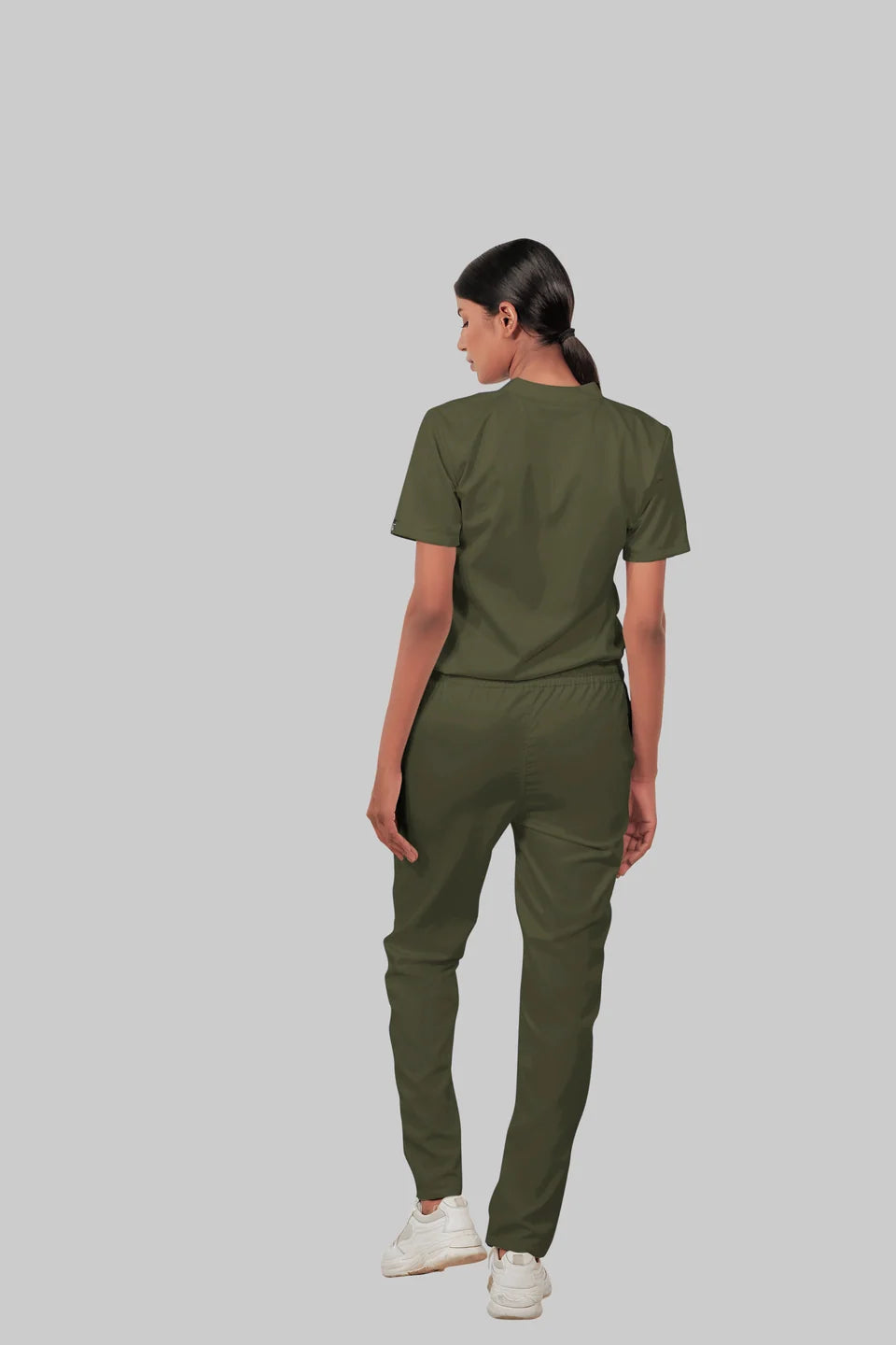 Stretchable (4Way) Women Olive Green Straight Scrub Pant