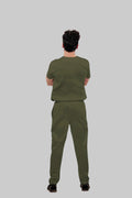 Stretchable (4Way) Men Olive Green Straight Scrub Pant