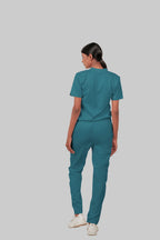 Stretchable (4Way) Women Peacock Blue Straight Scrub Pant