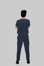 Stretchable (4Way) Men Navy Blue Straight Scrub Pant