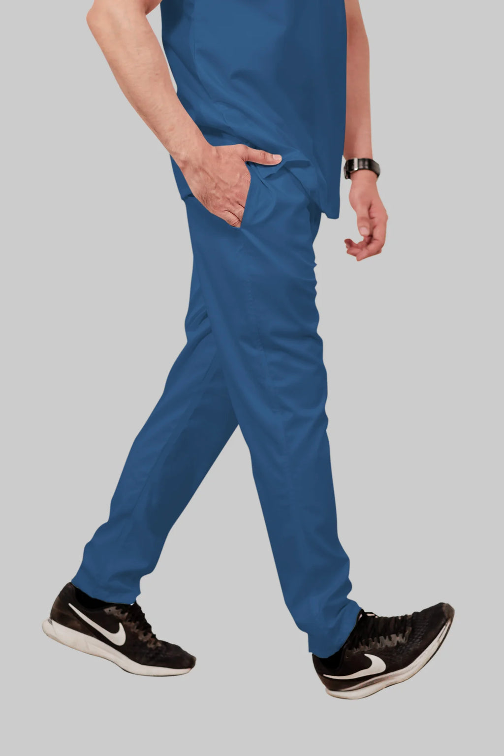 Stretchable (2Way) Men Steel Blue Straight Scrub Pant