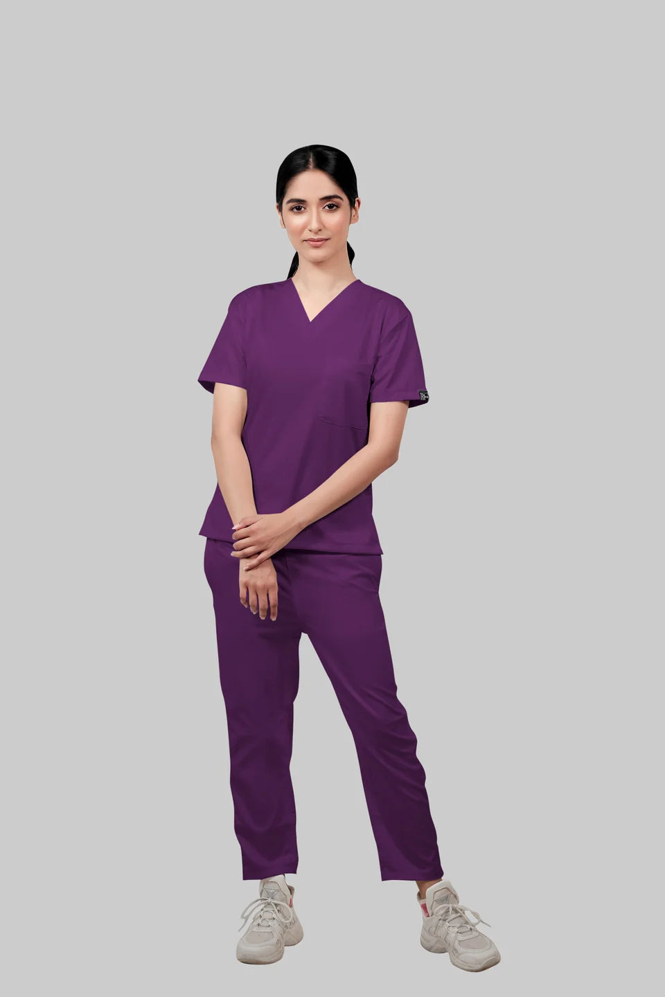 Stretchable (2Way) Women Purple Straight Scrub Pant