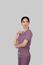 Stretchable (2Way) Women Lilac V-Neck Scrub Top