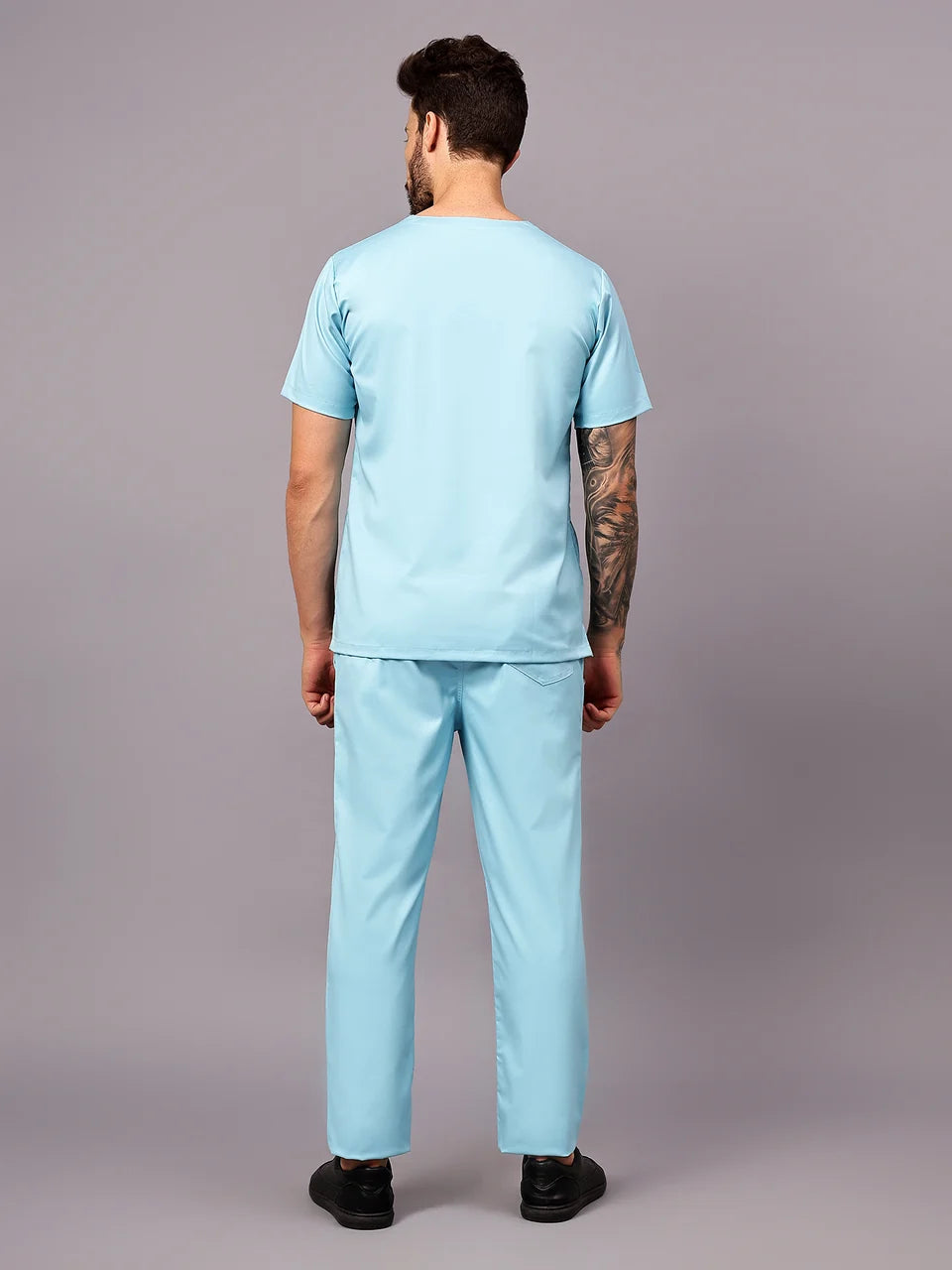 Stretchable (2Way) Men Aqua Blue Straight Scrub Pant