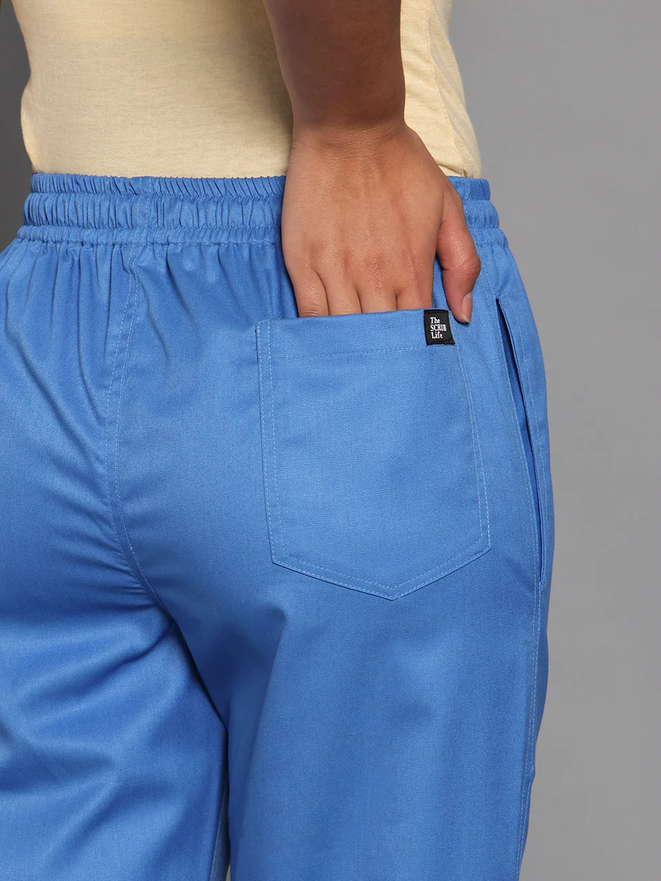 Stretchable (2Way) Men Light Blue Straight Scrub Pant